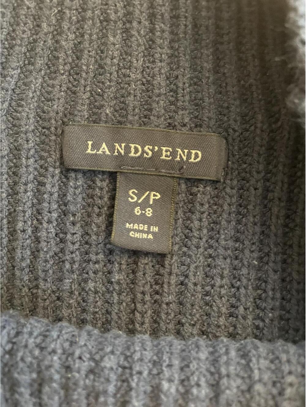Land's End Oversized Striped Cable Knit Cotton Sweater - Picture 2 of 3